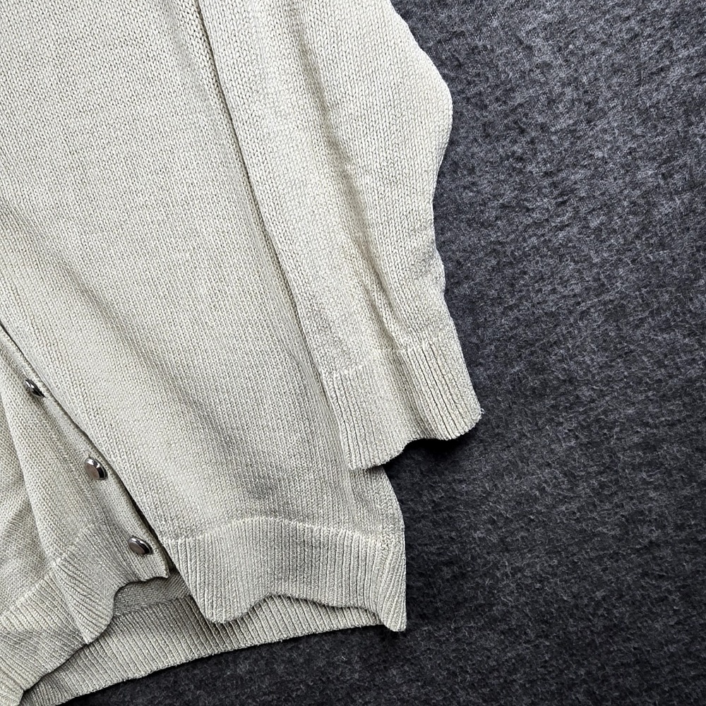 Banana Republic Women XS Cream Cardigan Silver‎ Metal Button Down Mid Sleeve - Picture 5 of 10
